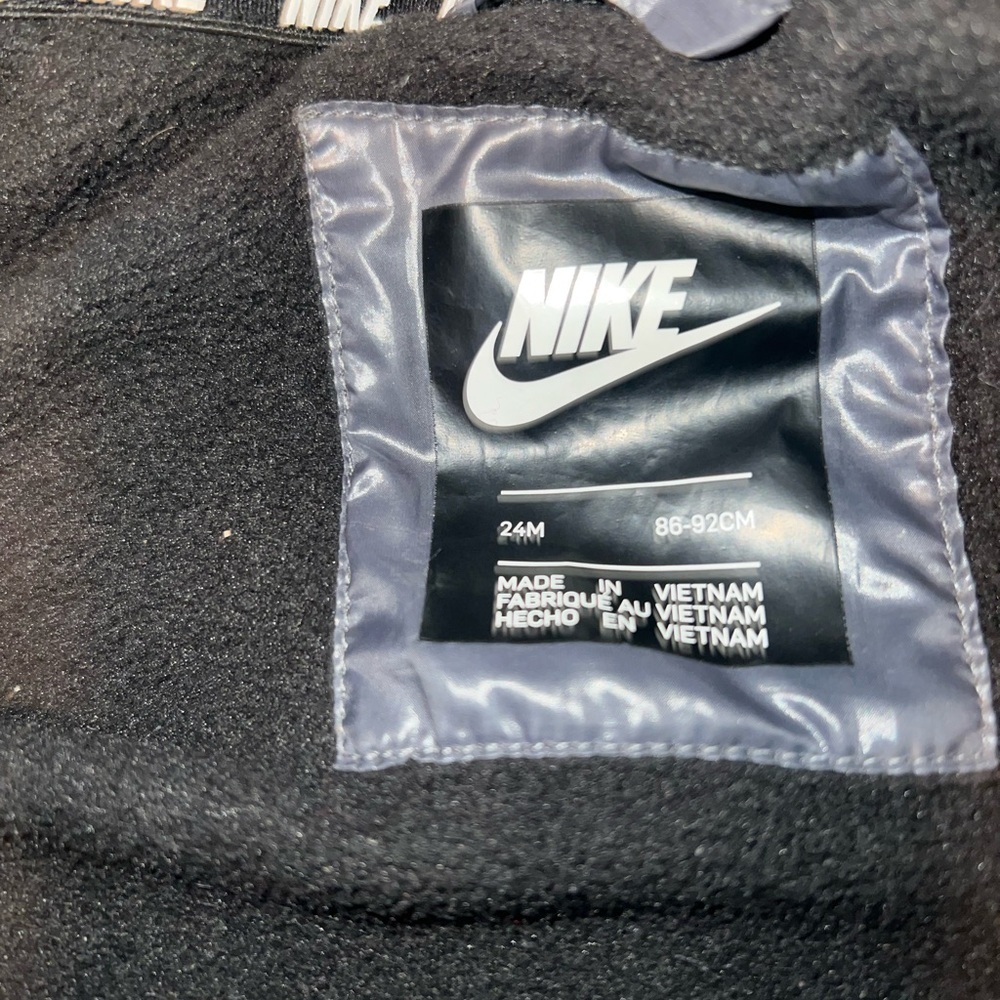 Nike Kids Black and Gray Puffer Jacket with Neon Accents - Picture 2 of 3